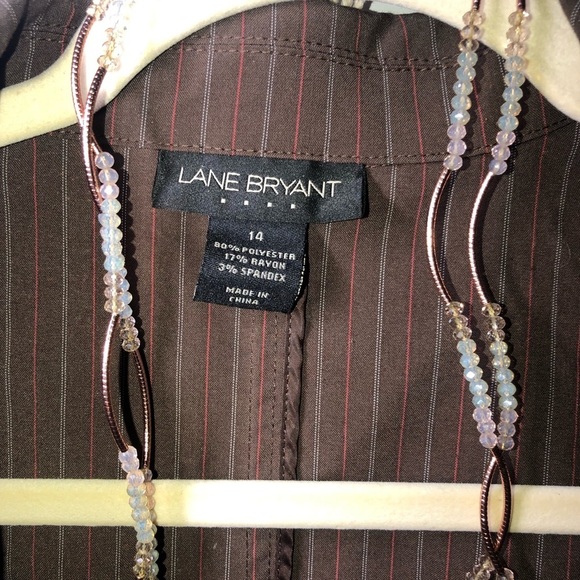 Lane Bryant matching set blazer and cropped pants set brown with stripes 14 - Picture 3 of 10